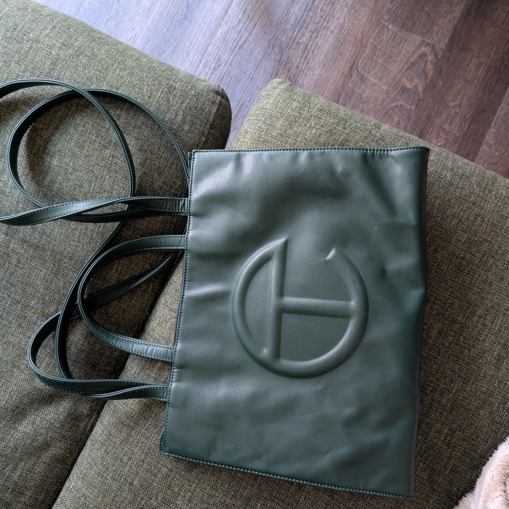 Telfar Medium Dark Olive Leather Shopper
